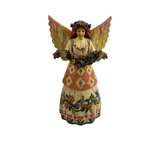 2002 Heartwood Creek Angel of Gratefulness Jim Shore Statue Angel With Flowers - Picture 2 of 8